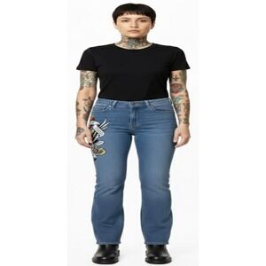 Ed Hardy Women's Size  26  NYC Eagle Slim Flare Jeans, Y2K Medium Vintage Wash